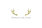 Sparkles and Stags Logo Gold Antlers Black Font
