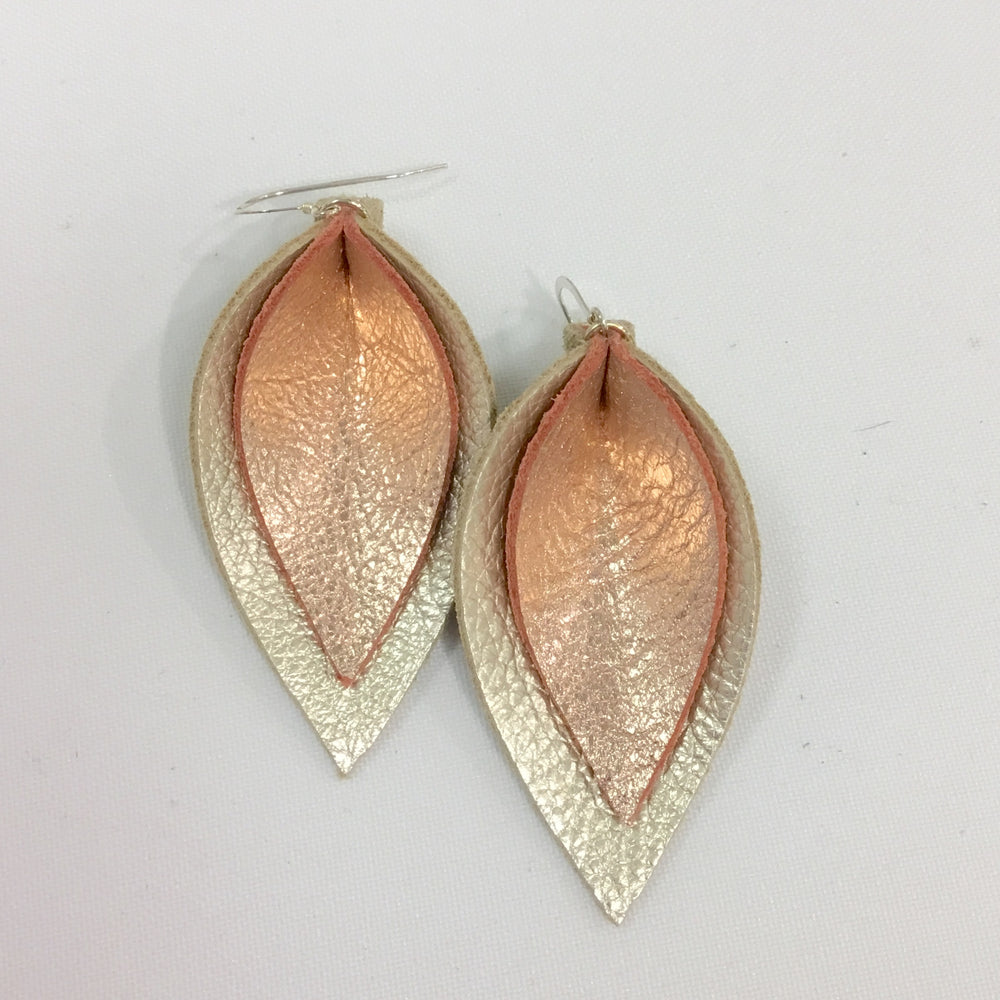 Champagne and Rose Gold Double Leaf