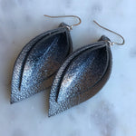 Gunmetal and Gunmetal Glitter Sparkly Holiday Limited Edition Leather Earrings